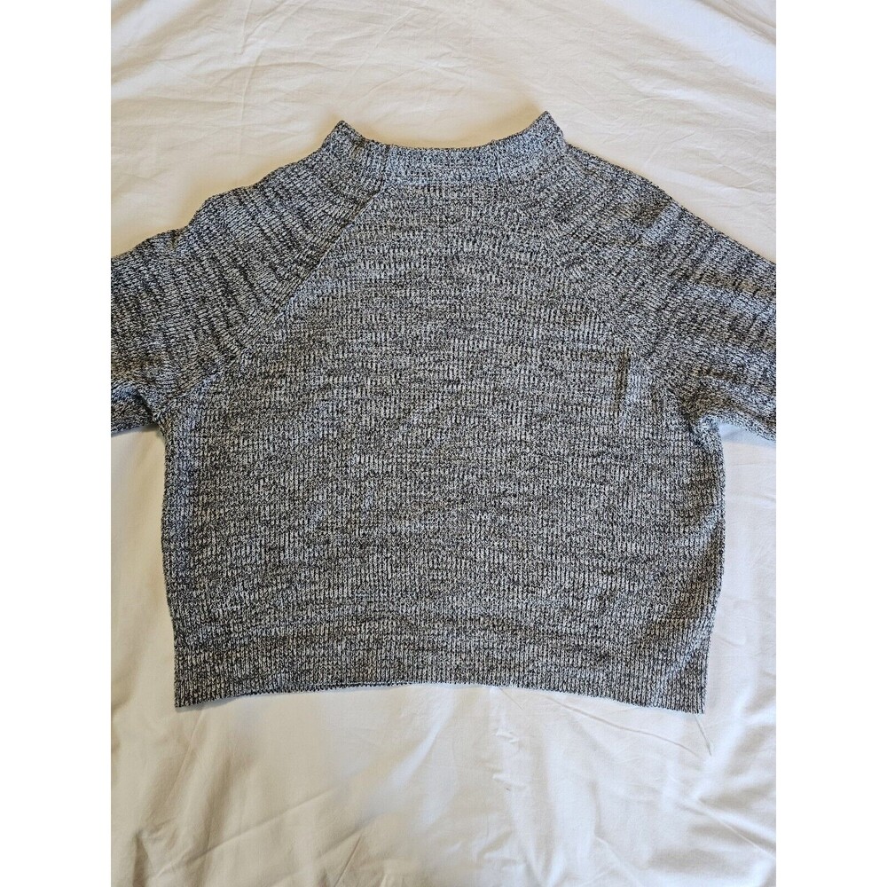 Free People Size M Too Good Knit Pullover Mock Neck Semi Crop Gray Boho Cozycore